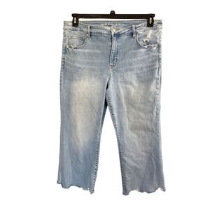 American Eagle Kick Boot Crop Jeans Womens 18 Blue Raw Hem Capsule Casual Staple